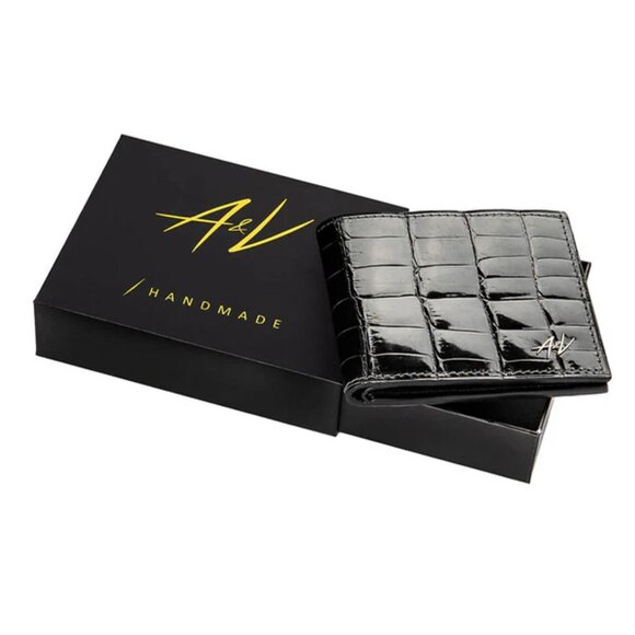 Premium Alligator Leather Wallet – Exotic & Elegant - Lacquer Grey - Picture 5 of 5